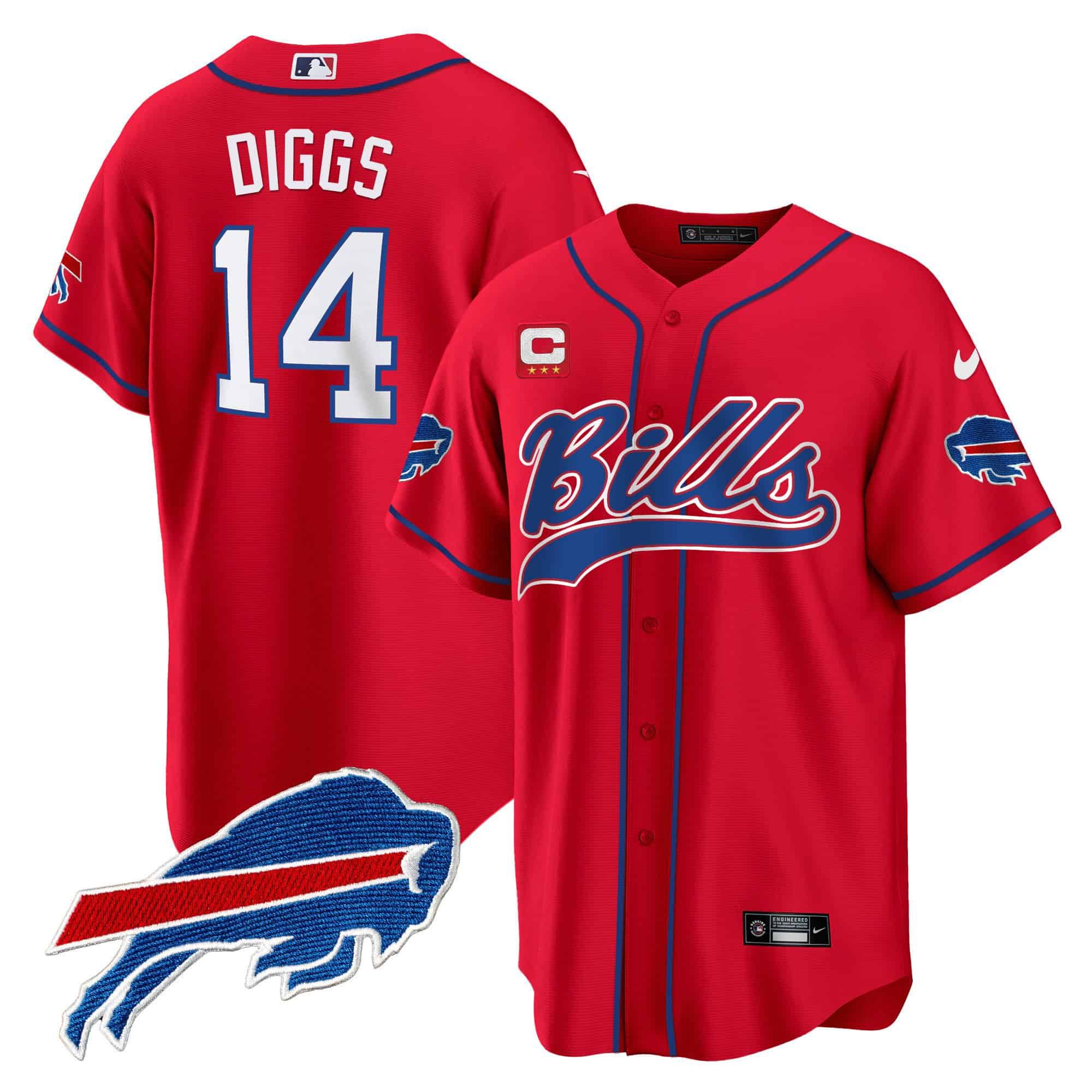 Men Buffalo Bills #14 Diggs Red 2024 Nike Baseball Game NFL Jersey